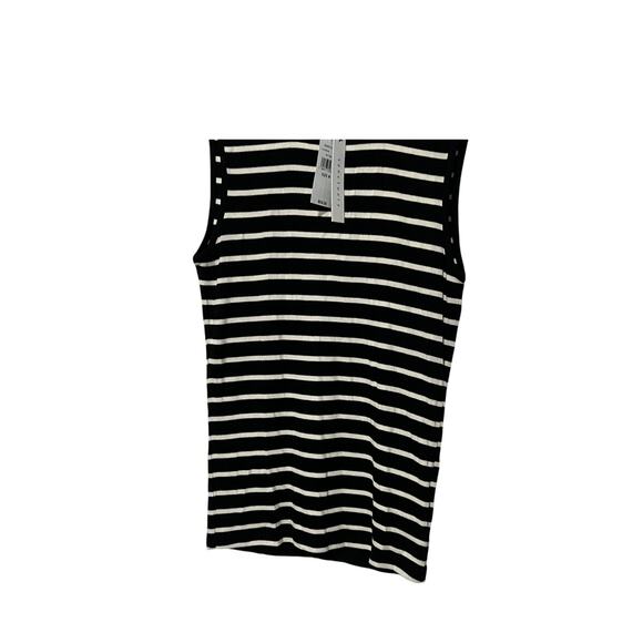 SANCTUARY TOP WOMENS MEDIUM  SLEEVELESS STRIPE MOCK NECK T-SHIRT BLACK NEW - Picture 7 of 12